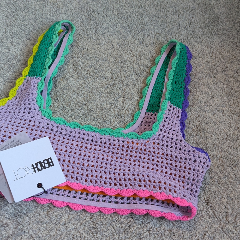 Beach Riot Multicolor Crochet Bikini Top